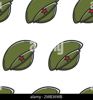 Casquette militaire avec motif étoile rouge sans couture Corée du Nord Illustration de Vecteur