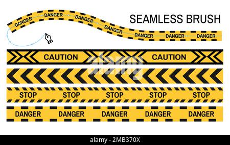 Ruban de police jaune ruban sans couture panneau d'arrêt de brosse Illustration de Vecteur