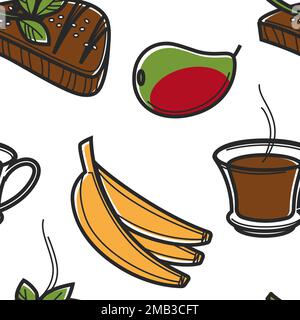 La nourriture sud-africaine fruits boisson et viande sans couture Illustration de Vecteur