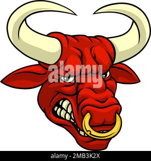 Bull Minotaur Longhorn Monster Cow Mascot Cartoon Illustration de Vecteur