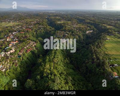 Vue aérienne du sentier de l'artiste à Ubud, Bali. Banque D'Images