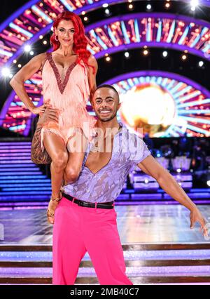 Birmingham, Royaume-Uni. 19th janvier 2023. Dianne Buswell et Tyler West ont assisté à la photo de lancement de la tournée « trictitly Come Dancing: The Live Tour » à l'Utilita Arena de Birmingham. Crédit : SOPA Images Limited/Alamy Live News Banque D'Images