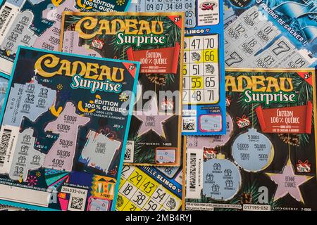 Gratch Loto Québec Scratch and Win tickets de loterie, Shot in Studio, Québec, Canada Banque D'Images