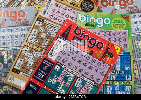 Gratch Loto Québec Scratch and Win Bingo tickets de loterie, Shot in Studio, Québec, Canada Banque D'Images