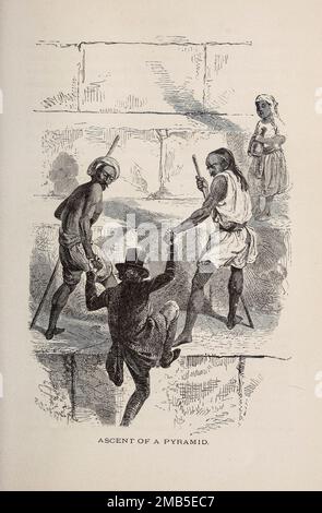 Ascension de la Pyramide gravure du livre ' à travers les terres bibliques : notes de voyage en Egypte, le désert, et la Palestine ' par Philip Schaff, 1819-1893 Editeur New York : American Tract Society 1878 Banque D'Images