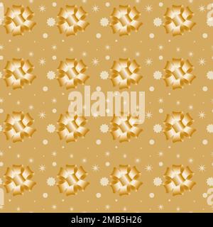 Motif beige sans couture avec boucles en dégradé, rubans dorés et multipathing étoiles Illustration de Vecteur