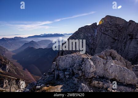 Randonnée Križ - Stenar - Bovški gamsovec, alpes juliennes, Slovénie Banque D'Images