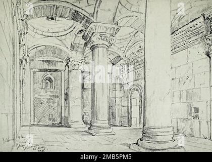 L'intérieur de la porte d'or ou belle, Jérusalem peint par John Fulleylove dans le livre « la Terre Sainte » décrit par John Kelman 1864-1929 Date de publication 1902 Éditeur Londres : A. & C. Black