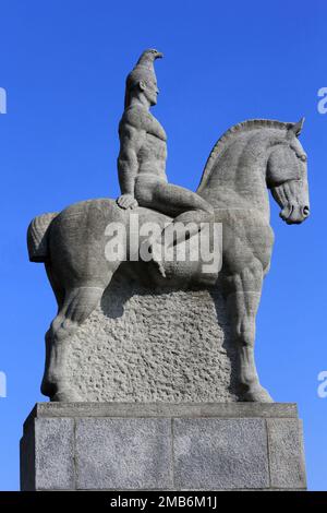 Aiguille de Genève. Statue. 1939. Frédéric Schmied. (1893-1972). Quai Turrettini. Suisse. Europe. / Eagle Genève. Statue. Frederick Schmied. Suisse. Banque D'Images