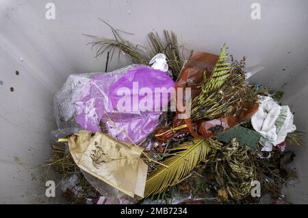 Détail des ordures et des restes dans un vieux cimetière Banque D'Images