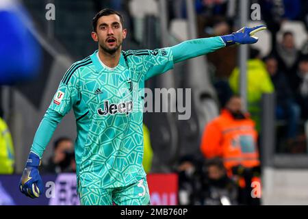 Mattia Perin de Juventus FC réagit lors du match de football de la coupe d'Italie entre Juventus FC et AC Monza. Banque D'Images