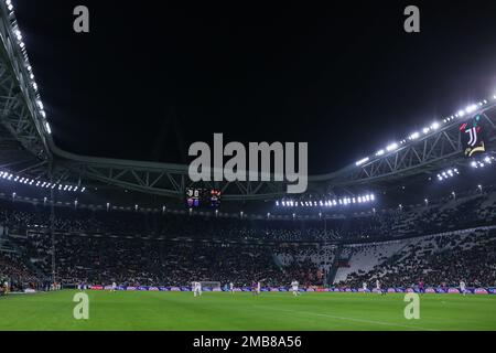 Turin, Italie. 19th janvier 2023. Une vue générale du stade Allianz avant le match de football de Coppa Italia 2022/23 entre Juventus FC et AC Monza. Score final; Juventus 2:1 Monza. (Photo de Fabrizio Carabelli/SOPA Images/Sipa USA) crédit: SIPA USA/Alay Live News Banque D'Images