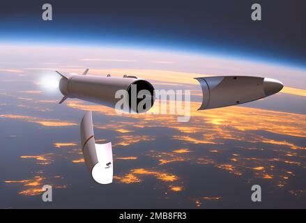 Missile hypersonique en orbite au-dessus de la Terre Banque D'Images