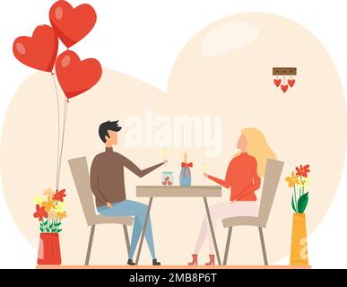 Carte postale romantique. La date de l'amour. Saint Valentin Illustration de Vecteur