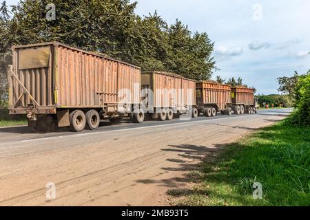 long camion de plusieurs remorques Banque D'Images