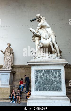 Loggia dei Lanaza, Piazza della Signoria à Florence, Toscane, Italie, Europe Banque D'Images