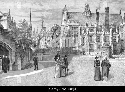 ''pittoresque Londres -- The Middle Temple Hall and Gardens', 1890. Dans « The Graphic. Un journal hebdomadaire illustré », volume 42. Juillet à décembre 1890. Banque D'Images