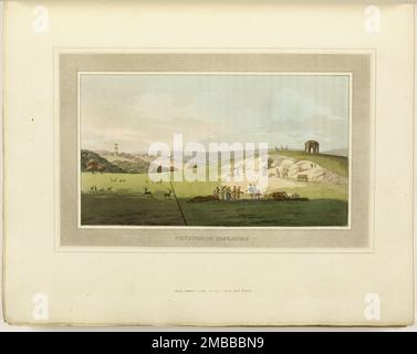 Wentworth, Yorkshire, 1803. Illustration de Wentworth Woodhouse, maison de campagne datant de 18th ans dans le South Yorkshire. D'observations sur la théorie et la pratique du jardinage de paysage par Humphrey Repton. Banque D'Images