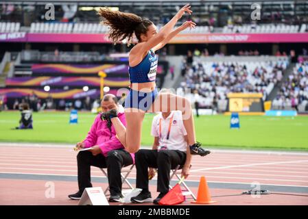 Jaleen Roberts participant aux Championnats du monde d'athlétisme Para 2017 long saut T37 au stade olympique, Londres, Royaume-Uni. Athlète américain. ÉTATS-UNIS Banque D'Images