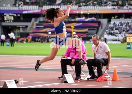 Jaleen Roberts participant aux Championnats du monde d'athlétisme Para 2017 long saut T37 au stade olympique, Londres, Royaume-Uni. Athlète américain. ÉTATS-UNIS Banque D'Images