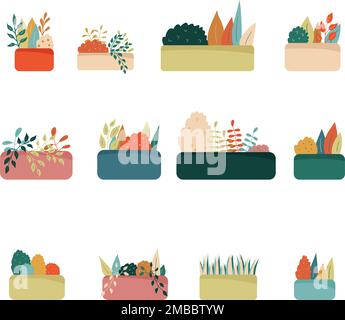 Plantes abstraites. Fleurs en pots Illustration de Vecteur