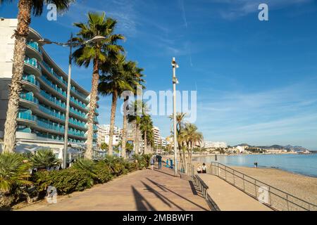 La promenade de Villajoyosa, Alicante, Espagne Banque D'Images