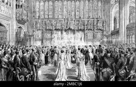 ''le mariage de la princesse Louise du Schleswig-Holstein de HRH au prince HH Aribert d'Anhalt; la cérémonie du mariage à la chapelle Saint-Georges, Windsor', 1891. Dans « The Graphic. Un journal hebdomadaire illustré », volume 44. Juillet à décembre 1891. Banque D'Images