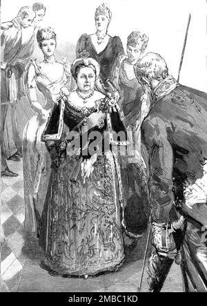 ''le mariage de HRH la princesse Louise du Schleswig-Holstein et le prince HH Aribert d'Anhalt à Saint Chapelle Georges, Windsor, on 6 juillet 1891; l'arrivée de HM la Reine à St. Chapelle Georges, 1891. Dans « The Graphic. Un journal hebdomadaire illustré », volume 44. Juillet à décembre 1891. Banque D'Images