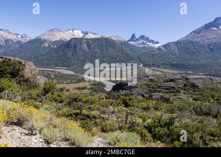 Vue du point de vue Mirador Rio Ibañez à la Carretera Austral en Patagonie, Chili Banque D'Images