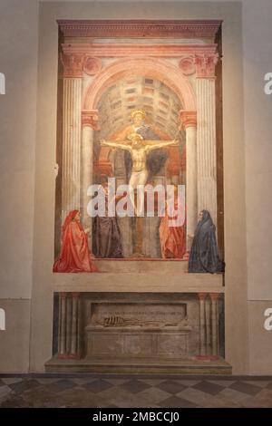 Sainte Trinité, la Trinita, Masaccio, 1424-25, Santa Maria Novella, Florence, Italie. Banque D'Images