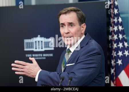 Washington, États-Unis. 20th janvier 2023. John Kirby, coordonnateur des communications stratégiques du Conseil national de sécurité, prend la parole lors d'une séance d'information quotidienne à la Maison Blanche à Washington sur 20 janvier 2023. (Photo par Yuri Gripas/Sipa USA) crédit: SIPA USA/Alay Live News Banque D'Images