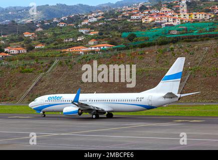 FUNCHAL, PORTUGAL - 31 décembre 2019 : dossier d'avions à l'aéroport international Cristiano Ronaldo de Madère Banque D'Images
