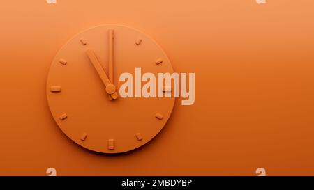 A 3D Illustration Orange minimal horloge onze 11 heures abstrait minimaliste horloge murale Banque D'Images