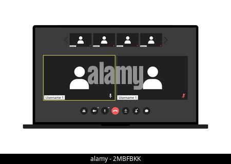 Modèle UI UX pour l'application de visioconférence et de réunion sur ordinateur portable Illustration de Vecteur
