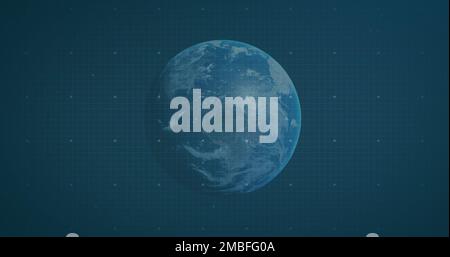 Composition de taches blanches et de globe sur fond bleu Banque D'Images