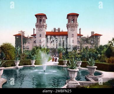 Fontaine, l'Alcazar, Saint Augustine, Floride, États-Unis, Photochrome Print, Detroit Publishing Company, 1902 Banque D'Images