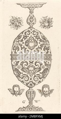 Deux petits gobelets superposés en arrière, publié en 1579. Banque D'Images