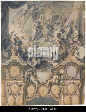 Les arts et les pouvoirs rendent hommage à l'empereur Charles VI, 1732. Banque D'Images