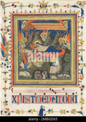 La Nativité avec l'Annonciation aux bergers, c. 1340. Banque D'Images