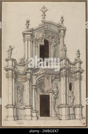 Élévation pour une façade d'église, avec des alternatives, première moitié du 18th siècle. Banque D'Images