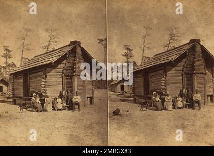 Chalet en rondins. Floride, c1850-c1930. Titre supplémentaire: Paysage américain ; série de touristes. Banque D'Images