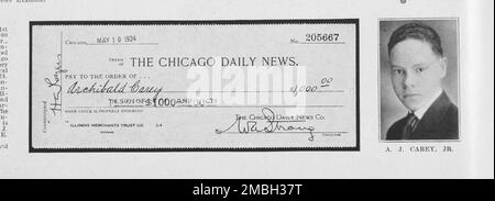 A.J. Carey, Jr.; The Chicago Daily News [1st prize check], 1925. Banque D'Images