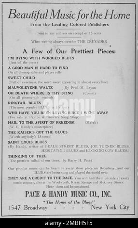 La musique des grands éditeurs de couleurs, The Pace & amp; Handy Music Co., Inc., 1918-1922. Banque D'Images