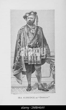 IRA Aldridge comme "Othello", 1887. L'acteur et dramaturge shakespearien de race noire britannique Ila Frederick Aldridge était le directeur du Théâtre Royal de Coventry. Né à New York, il a quitté l'Amérique dans ses adolescents. De "Men of Mark: Éminent, progressiste et ascendant" par William J. Simmons. Banque D'Images