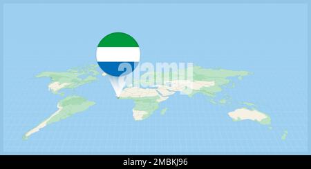 Situation de la Sierra Leone sur la carte du monde, marquée de la goupille de drapeau de la Sierra Leone. Illustration vectorielle cartographique. Illustration de Vecteur