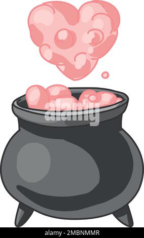 Chou-fleur de sorcière, potion d'amour, clipart de Saint-Valentin Creepy, Saint-Valentin Spooky, autocollants numériques de Goth pastel, vecteur de Saint-Valentin alternatif EPS10 Illustration de Vecteur