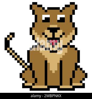 Pixel art chien isolé sur fond blanc. Illustration vectorielle. Banque D'Images