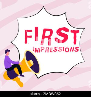 Texte d'écriture première impression. Concept d'affaires ce qu'une personne pense de vous quand elle vous rencontre pour la première fois Banque D'Images