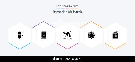 Pack d'icônes de glyphes du Ramadan 25 comprenant des musulmans. art. ramadan. arabe. animal Illustration de Vecteur