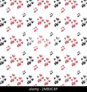 Motif coeur rouge et noir griffé Illustration de Vecteur